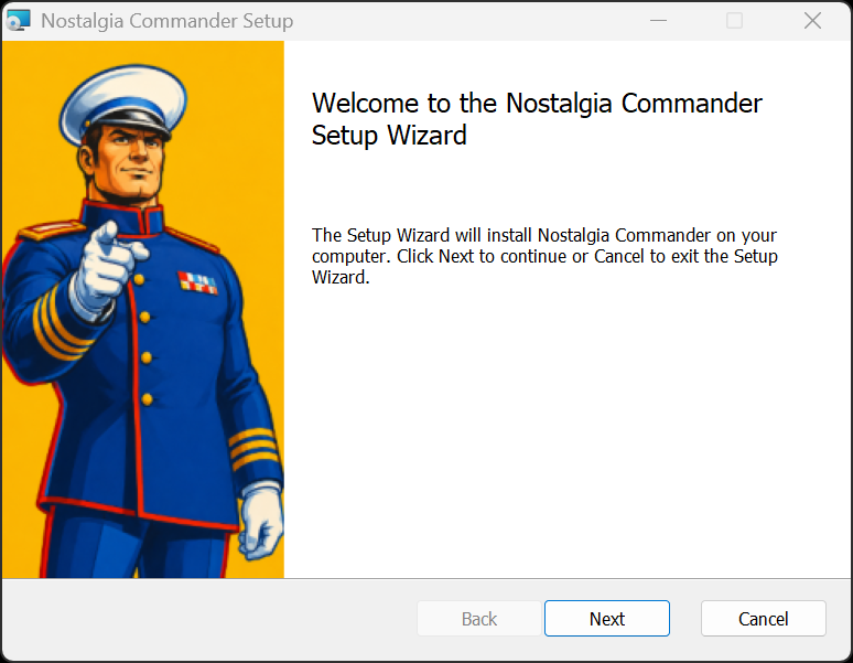 The setup's welcome page